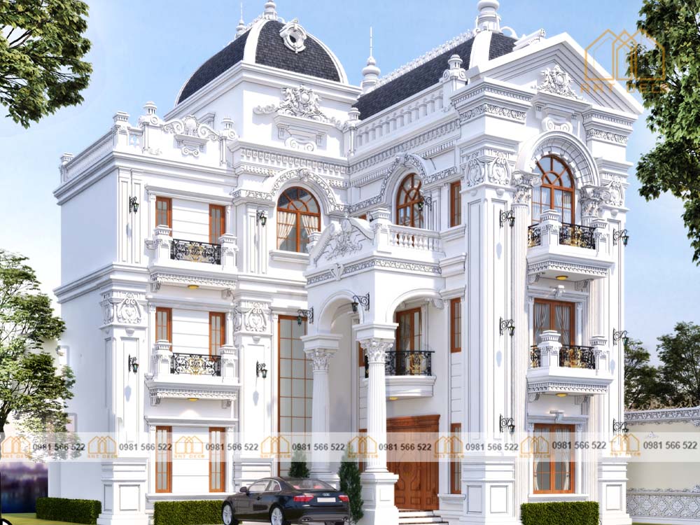 Mẫu biệt thự 3 tầng kiểu Pháp giúp gia chủ sở hữu không gian sống rộng rãi và thông thoáng