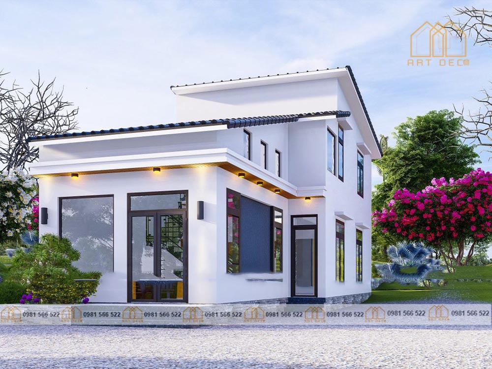 Mẫu nhà mái trệt có sân vườn rộng rãi và thoáng mát