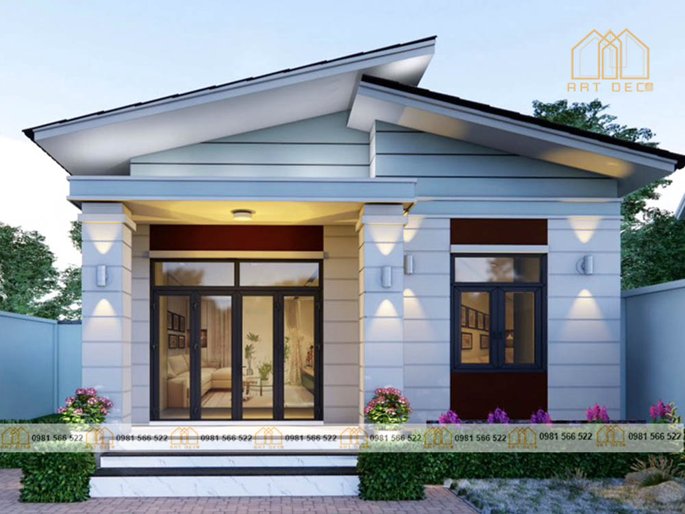 Mẫu nhà mái trệt thiết kế sân vườn thông thoáng
