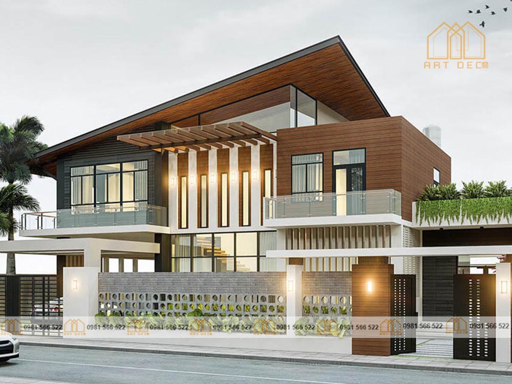 Phong cách cổ điển rất được yêu thích khi thiết kế nhà mái lệch