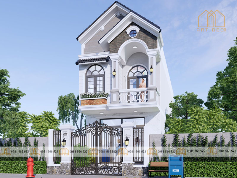 Mẫu nhà phố 2 tầng mang đậm phong cách tân cổ điển