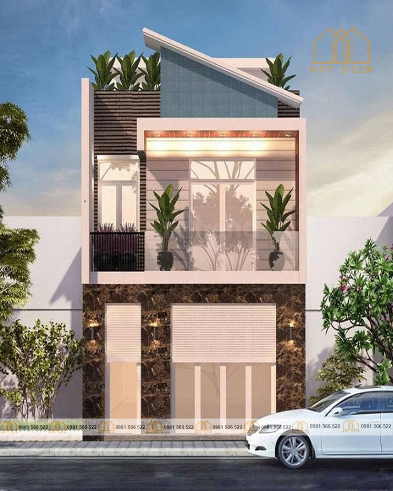 Nhà mái lệch mang thiết kế trẻ trung và hiện đại