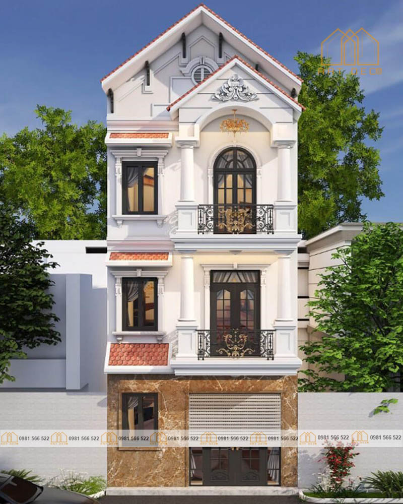 Nhà 1 trệt 2 tầng mái thái có khả năng chống oxy hóa ăn mòn tốt do độ dốc mái cao