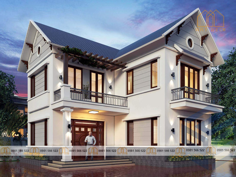 Nhà 2 tầng với khoảng không gian sân vườn rộng