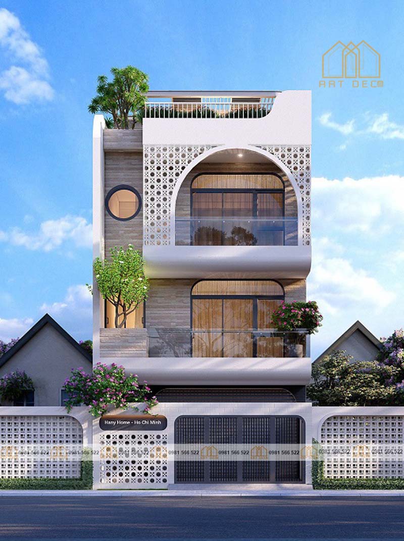 mẫu nhà 3 tầng đậm phong cách hàn quốc