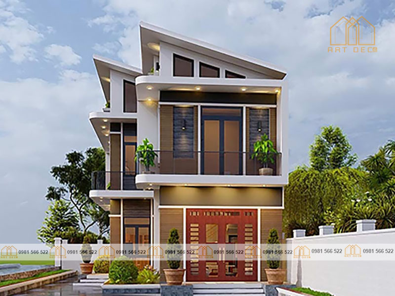 nhà chữ l mái lệch thời thượng và phong cách
