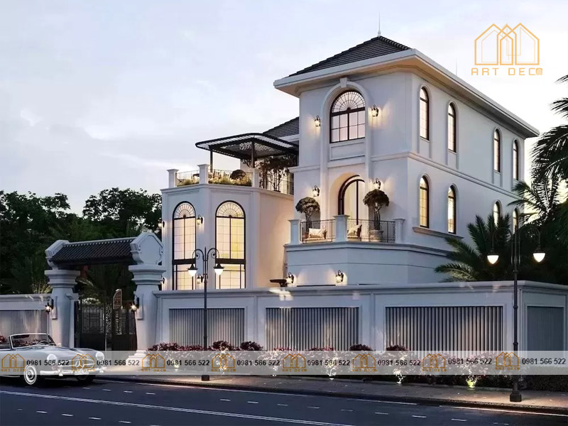 biệt thự chữ l đậm phong cách tân cổ điển