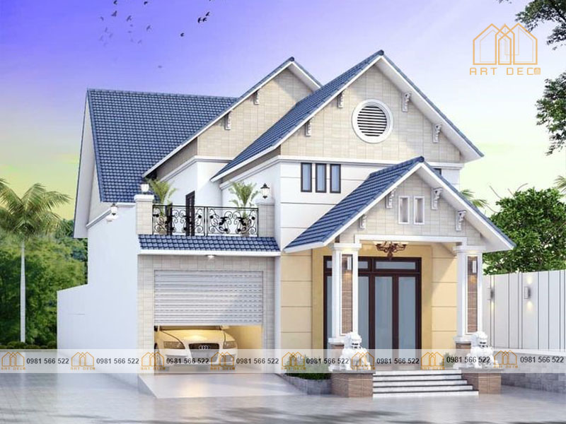 nhà mái thái có gác lửng với độ dốc mái ổn định lưu thông nhiệt độ hài hòa cho ngôi nhà