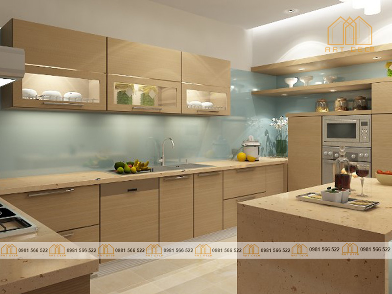 Mẫu bếp chữ L tận dụng hiệu quả không gian tường