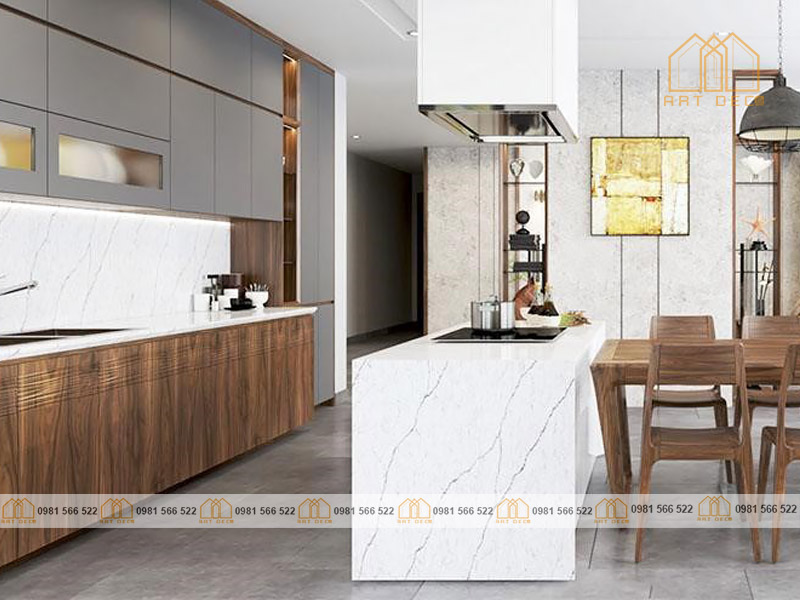 Mẫu bếp phong cách mở phù hợp với diện tích rộng