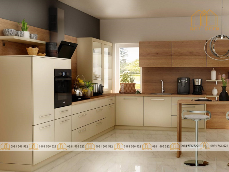 Phong cách bếp chữ L khá thông dụng hiện nay