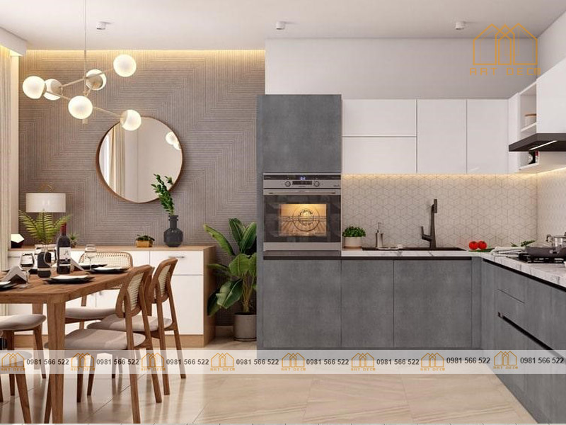 Phong cách bếp tàu còn chuộng gam màu xám nâu