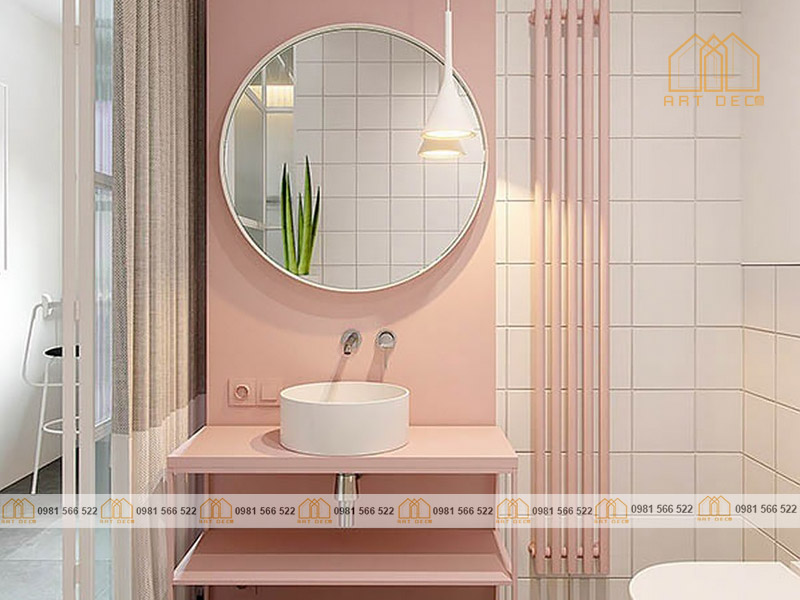 Mẫu nhà tắm cho bé chuộng những gam màu nóng nhẹ nhàng