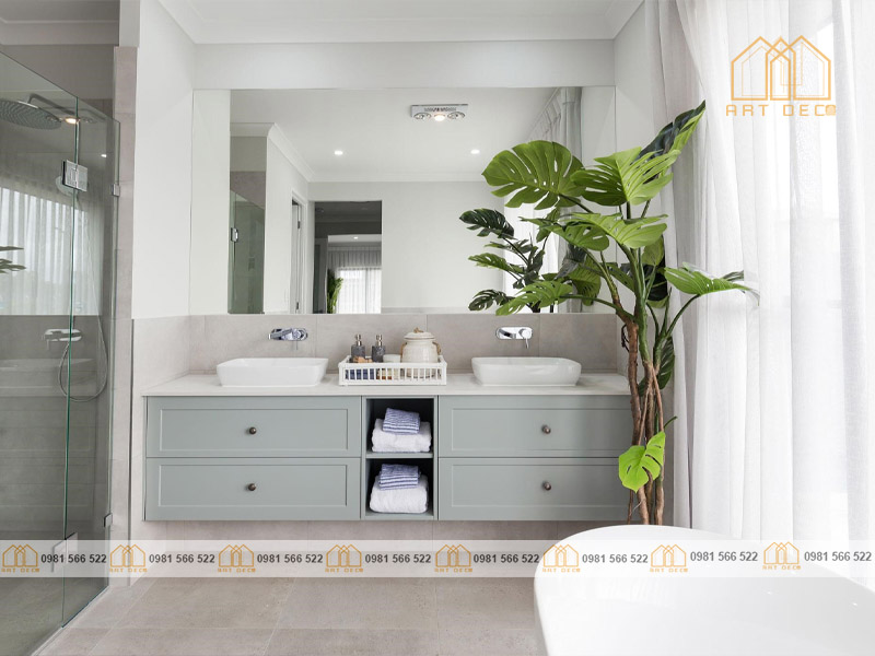 Phòng tắm kết hợp cây xanh thích hợp cho những người yêu thích tự nhiên